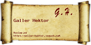 Galler Hektor névjegykártya